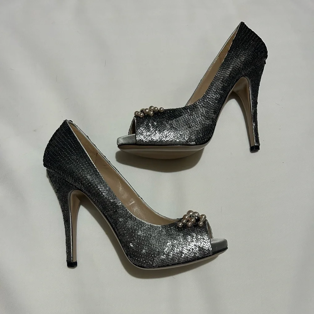 Valentino garavani sequin peep to pumps - Picture 7 of 16